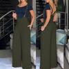 Lockere literarische und künstlerische Allround-Freizeit-Overalls Übergröße Damen Sommer Unifarben Große Tasche Workwear Haremshose