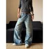Cabbage Coke American Retro Street Distressed Vintage Jeans for Men and Women, Loose Washed Straight-Leg Pants