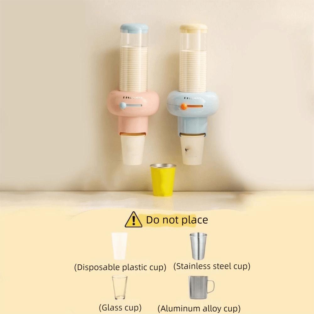 Plastic Disposable Paper Cup Holder Wall Mounted Dustproof Automatic Cup Dispenser Large Capacity Punch Free Water Dispenser