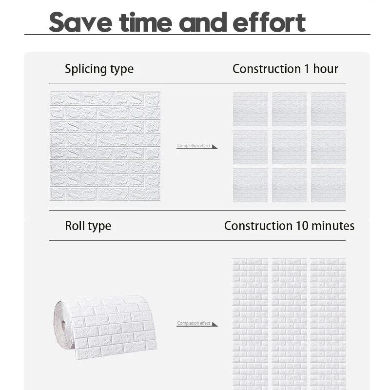 70cmX10m 3D Foam Brick Wall Stickers Living Room Home Self Adhesive Wallpaper Wall Decal Home Decoration Wallcovering