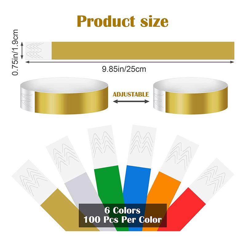 ABJI-3000 PCS Neon Colored Wristbands For Events, Synthetic Paper Waterproof Lightweight Activity Identification Wristbands