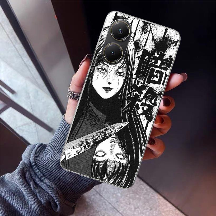 Japanese Horror Comic Anime Phone Case For Xiaomi Poco X7 X6 X5 Pro F7 Ultra Redmi 15C 15 13 13C 12 12C 10 10A 10C 9 9A 9C 9T Sh
