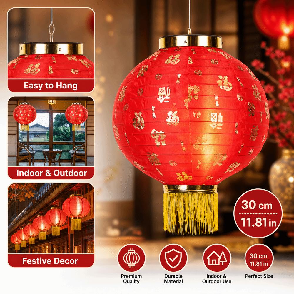 Cloth Festive Lantern Round Shape Hanging Lantern Chinese Lantern for Wedding Party Decorations