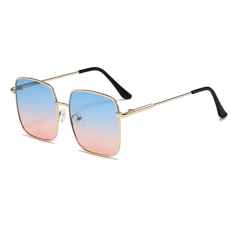 Korean Style Retro Metal Frame Large Square Sunglasses - Anti-UV Celebrity Trend