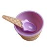 2Pcs Lovely Ice Cream Dessert Bowl Spoon Tableware Kid Party Dinnerware Supplies