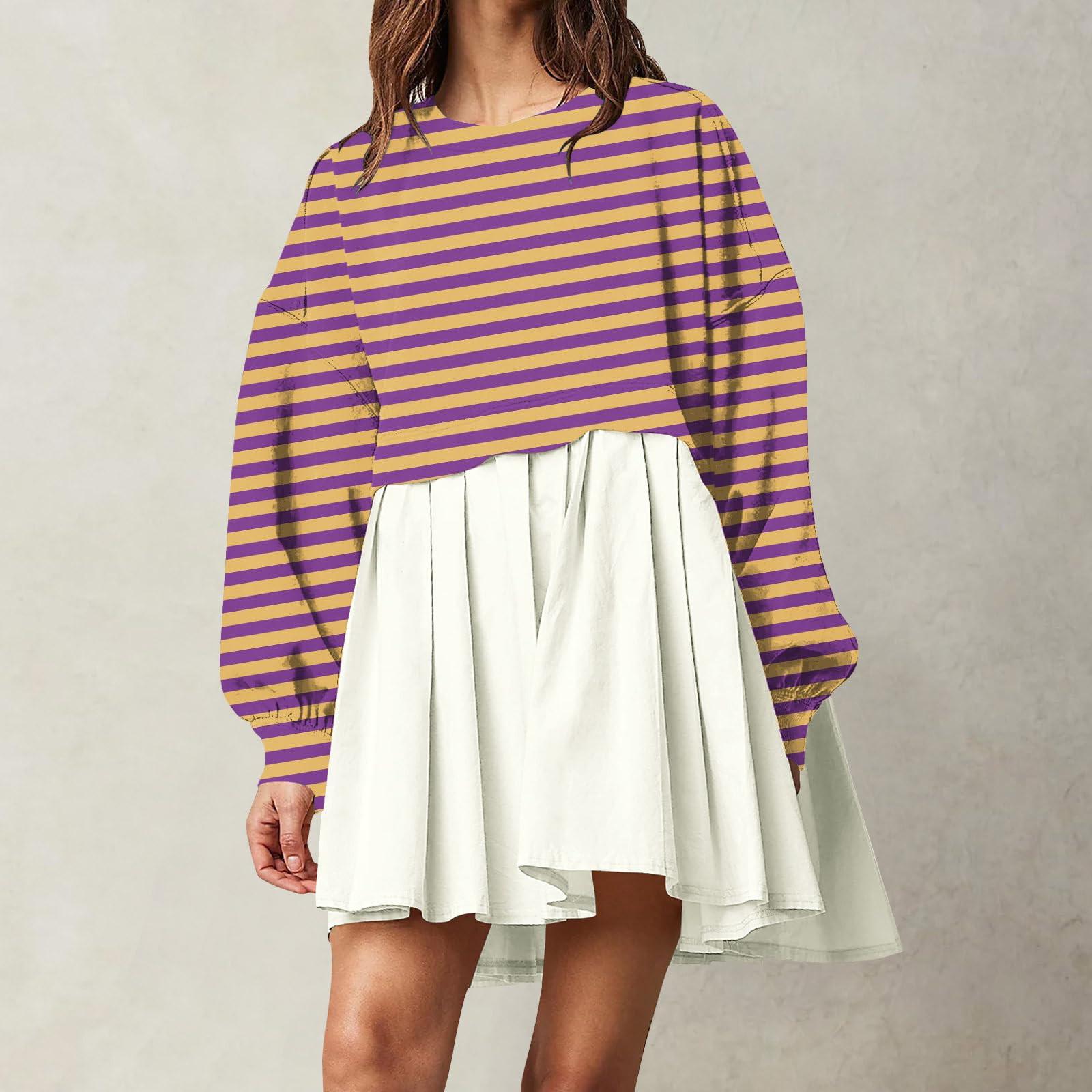 Женская мода повседневная круглая горловина длинный рукав пэчворк пуловер свитшот — фото 10