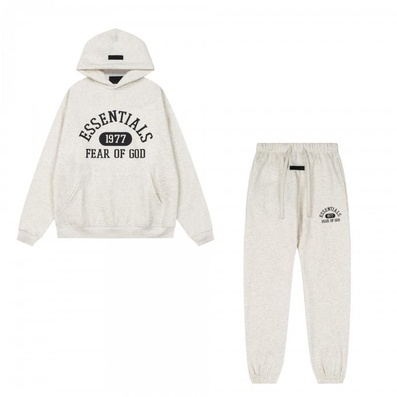 FEAR OF GOD ESSENTIALS Flocked Letter Hoodie Loose Fit Fleece Sweatshirt Men Women