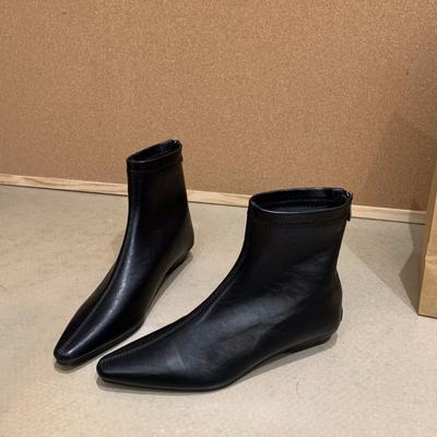 Retro Wedge Boots In Spring and Autumn New Style Pointed-toe Shoes, Short Boots for Women
