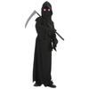 Costume da Mietitore Occhio Rosso Horror per Bambini di Halloween Falce Diavolo Messaggero Oscuro Fantasma Set Cosplay