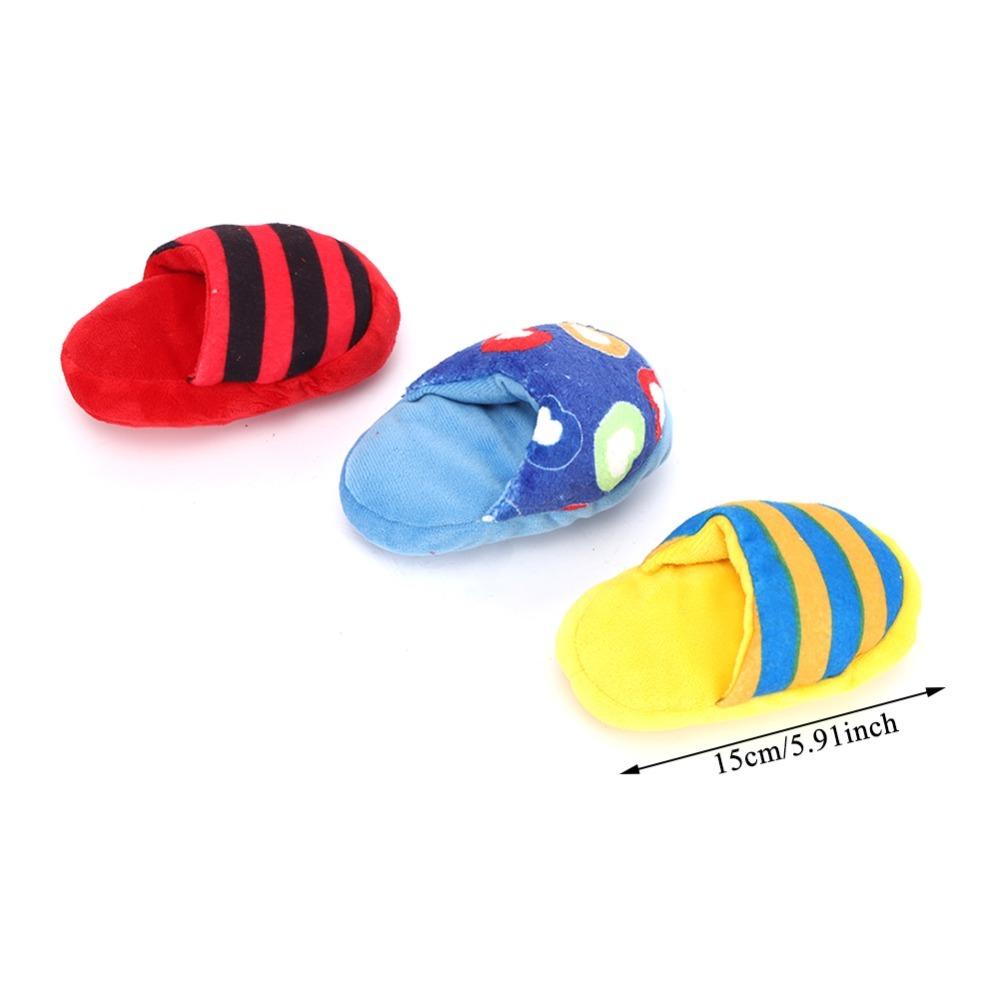 3PCS Long Lasting Plush Squeaky Toy Colorful Stripe Interactive Dog Toy Boredom Relief
