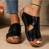 Fashion 2025 New Hollow Roman Sandals for Women Summer Open Toe Wedge Heel Beach Slippers Leisure High Heel Sandals Sandals