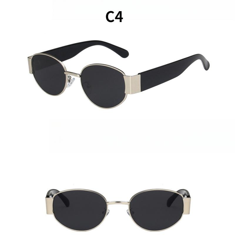 Women's Sunglasses, Oval Metal Sunglasses, Men's and Women's Fashion Sunglasses