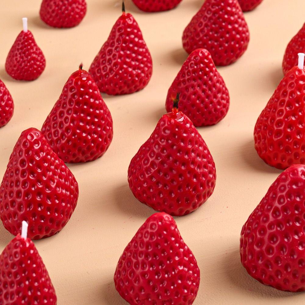 Reusable Aromatherapy Candle Mold Strawberry Shape Gypsum Resin Casting Molds Wedding Anniversary