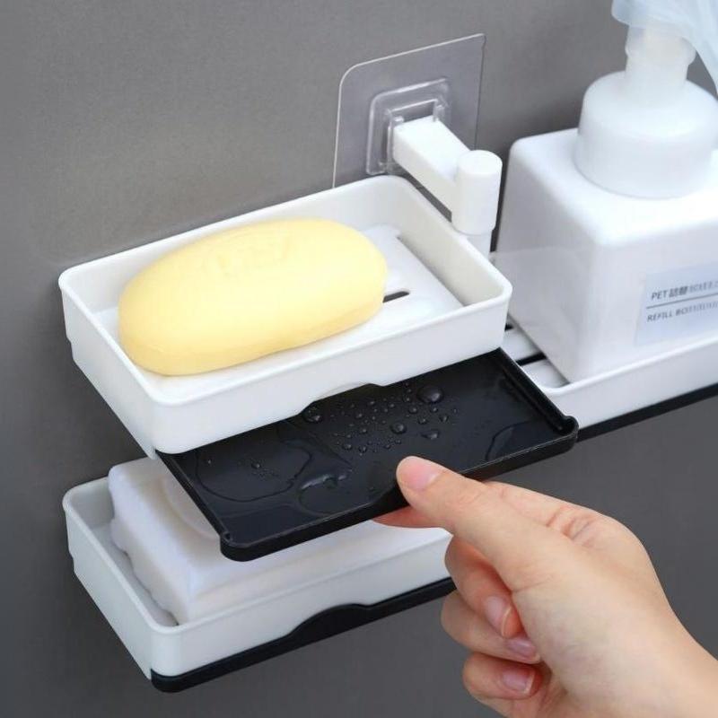 Wall Mounted Rotating Soap Holder Rack 2/3/4 Layer Waterproof Storage for Bathroom Shower Kitchen Space Saving