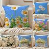 Fashion Floral Art DDaisy Cushion Cover Pillowcase Antidustmite Invisible Zipper Short Plush Sofa Cushion