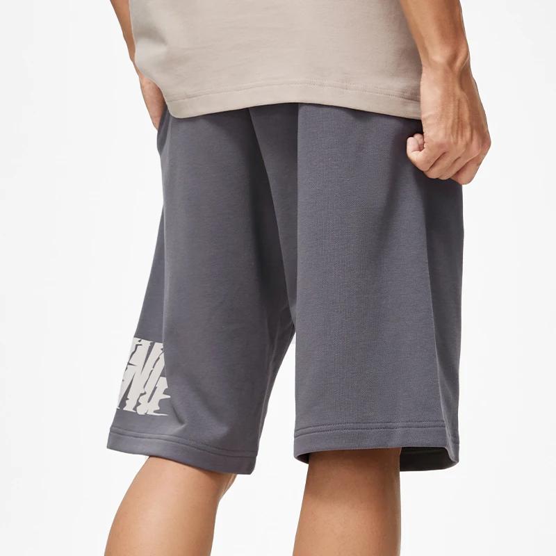 Li Ning Sports Lifestyle Series Letter Print Elastic Waist Straight Loose Sports Shorts Men shorts Faded-Brown AKST747-4