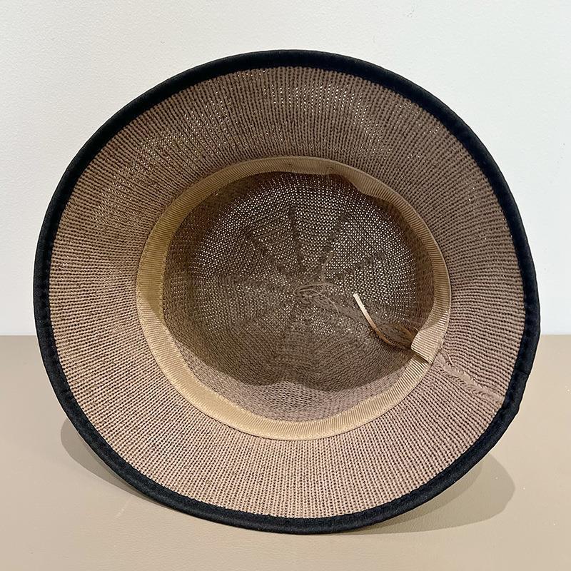 Neuer Bucket Hat für Damen im Sommer mit hohlem, kontrastfarbenem Rand