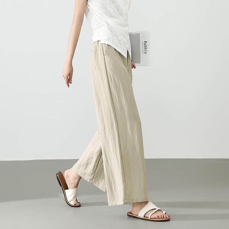 Demana Women's Tencel Linen Breathable Wide-Leg Capris