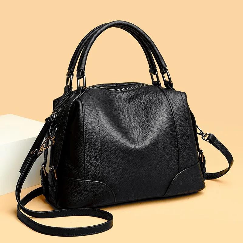 

Сумки через плечо из натуральной кожи для женщин, однотонные мягкие сумки через плечо, сумки из коровьей кожи