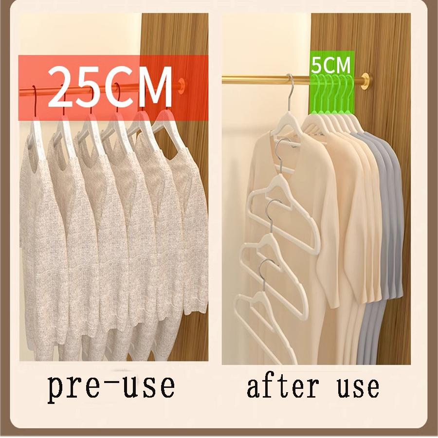 10PCS Flocking Clothes Rack Thickened Non-slip and Non-marking Hangers Storage Rack Household Wet and Dry Drying Racks