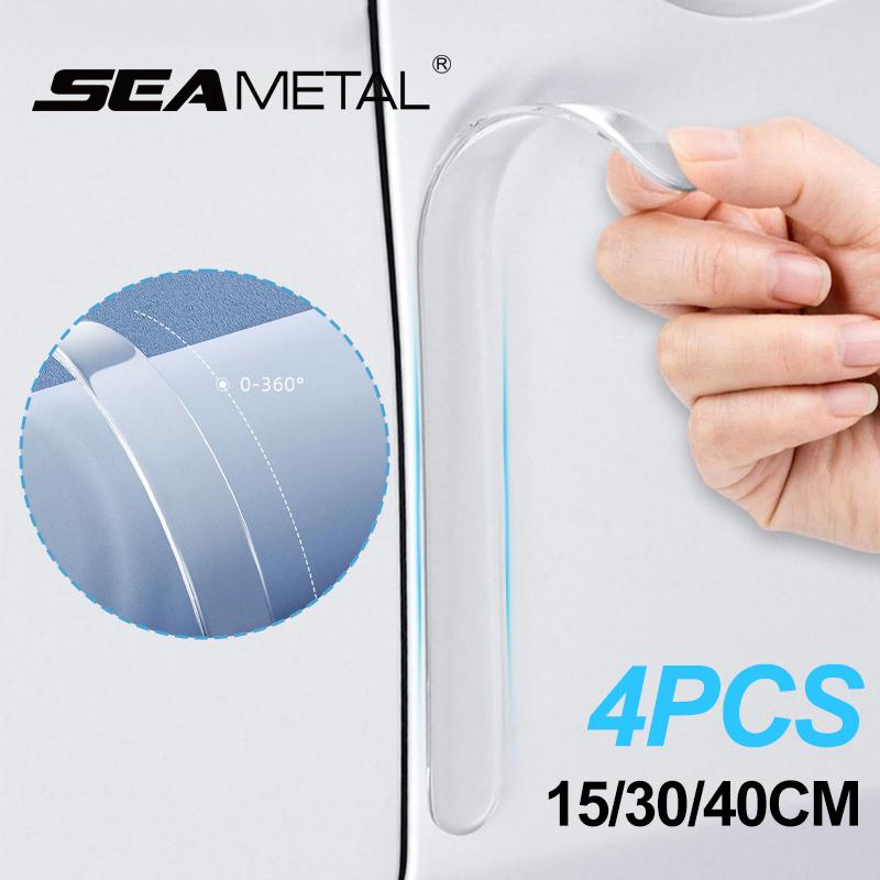 

SEAMETAL 4PCS Прозрачные защитные полосы от царапин на кромку двери автомобиля, накладка на бампер, накладка на зеркало заднего вида, наклейка для защиты от столкновений 15cm прозрачный