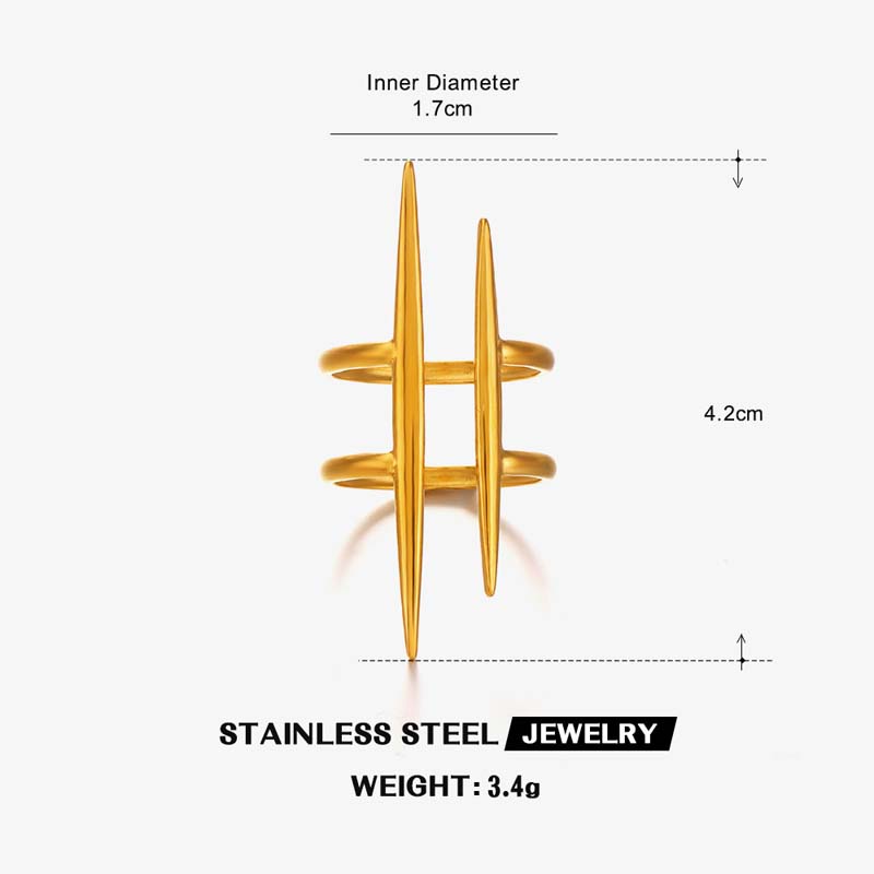 Stainless Steel Metal Geometric Line Open Rings For Women Vintage Gold Color Irregular Adjustable Finger Ring Aesthetic Jewelry