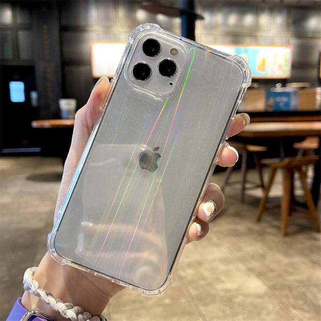 Capa de telefone transparente à prova de choque a laser para iPhone 14 13 12 Pro Max Xs Max Xr TPU Capa de telefone transparente a laser para iPhone 14 Pro Max
