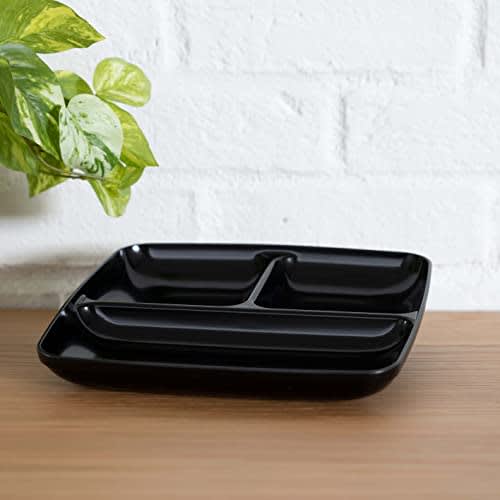 [BLKP] PEARL METAL Stackable Lunch Plates, Antibacterial Clean Coat Finish, Microwave and Dishwasher Safe, Lightweight, Shatter-Resistant, Made in Jap