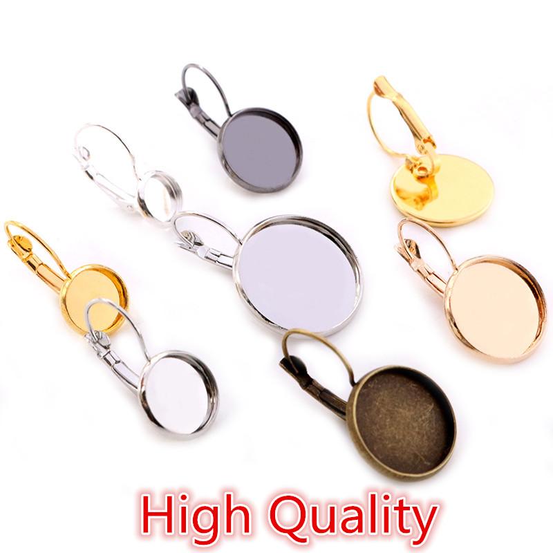 Hoge Kwaliteit 8-25mm 10 stuks Franse Hendel Back Oorbellen Leeg/Basis, Geschikt voor 8-25mm Glazen Cabochons, Knoppen;Oorbellen Bezels