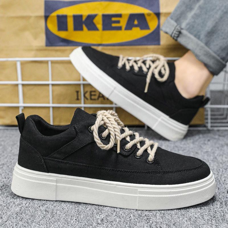 Fashion Youth Men's Student Board Shoes 2025 New Solid Comfortable Flats Casual Shoes Lace-up Round-toe Sneakers Tenis Masculino