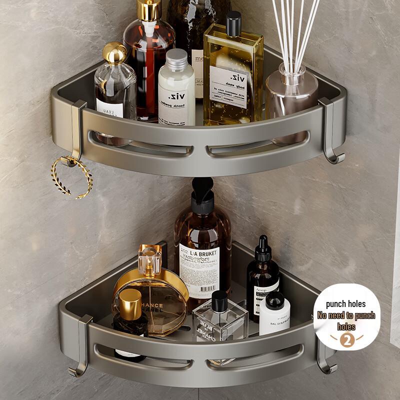 No-Drill Aluminum Bathroom Corner Shelf