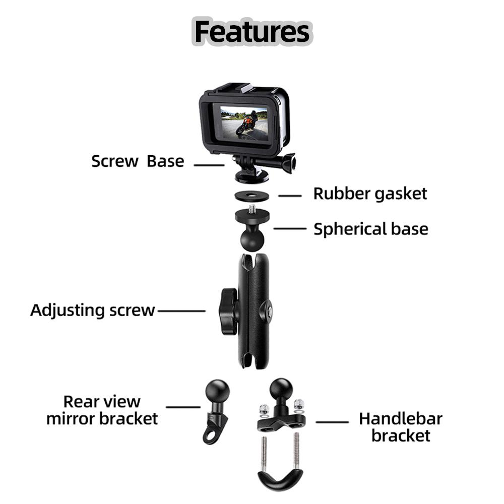 Motorcycle Handlebar Mount Mirror Holder Bicycle Mount For GoPro 13 12 11 10 9 Insta360 SJCAM DJI Osmo Action Camera Accessories