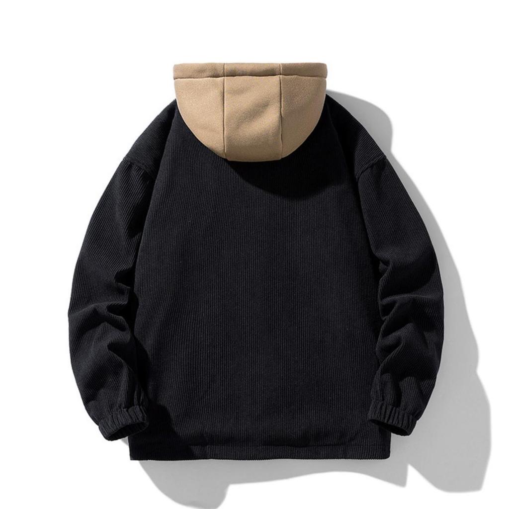 Cordjacke mit Kapuze für Paare mit dickem Samt für Herbst und Winter Herren Fake-Zweiteiler Hoodie-Jacke