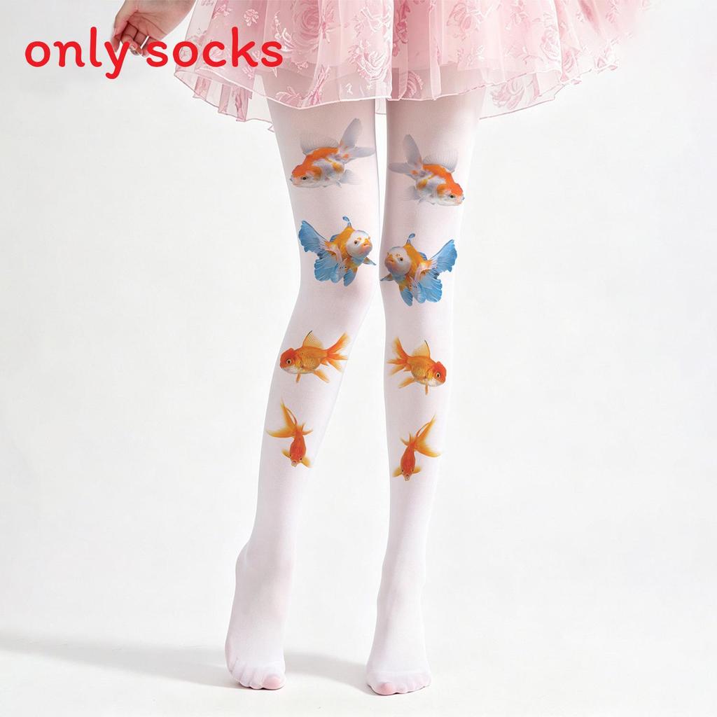 Fish Pattern Velvet Tights With Tummy Control For Teen Girls In Four Seasons