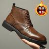 Martin Boots Men's British Style Retro Short Boots Business Dress Brock High-top Leather Shoes Winter Heightening Tooling Leather Boots