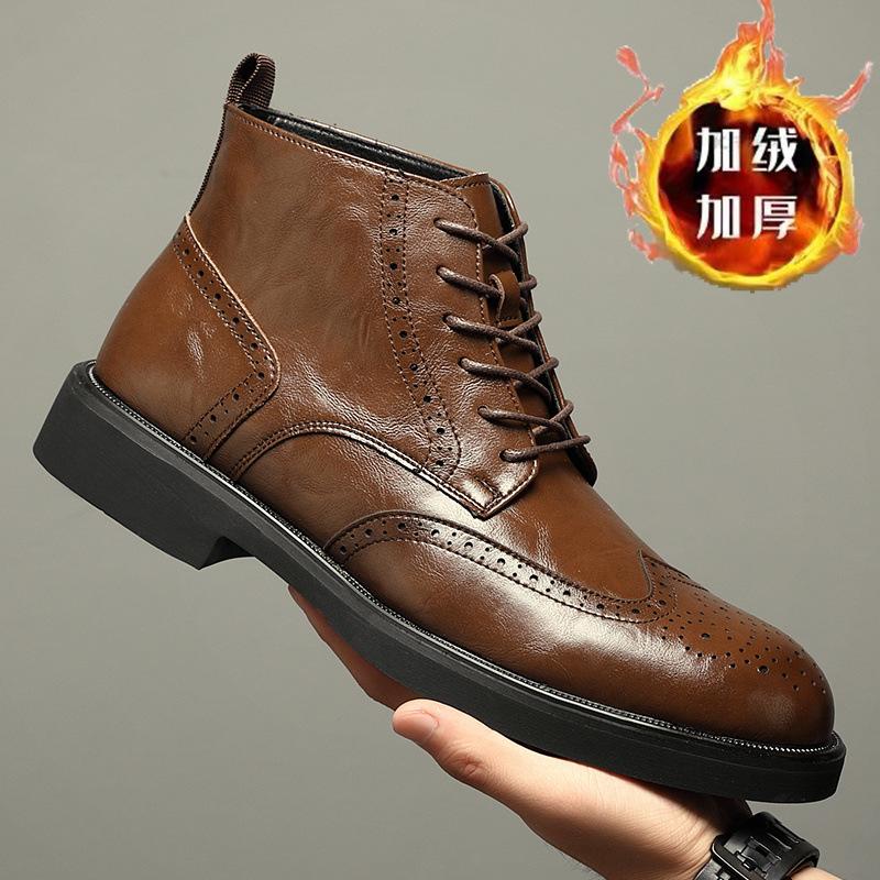 

Ботинки Мартин мужские в британском стиле ретро короткие ботинки деловые туфли Брок высокие кожаные ботинки зимние с утолщенной подошвой рабочие кожаные ботинки 44