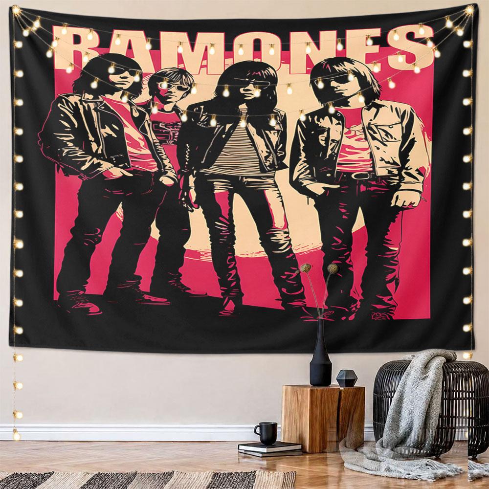 "Retro Ramones Band Poster Design" Pattern Wall Hanging Tapestry Decorative Tapestry Home Decor for Bedroom and Living Room