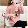 Golden Mink Half High Neck Sweater for Women Loose Long Sleeve Pullover Knitwear Autumn and Winter Pullover Sweater Female