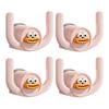 4Pcs Self-Adhesive Towel Hooks Cartoon Shape Slipper Rack Hanger Punching Free Small Item Hanging Hook