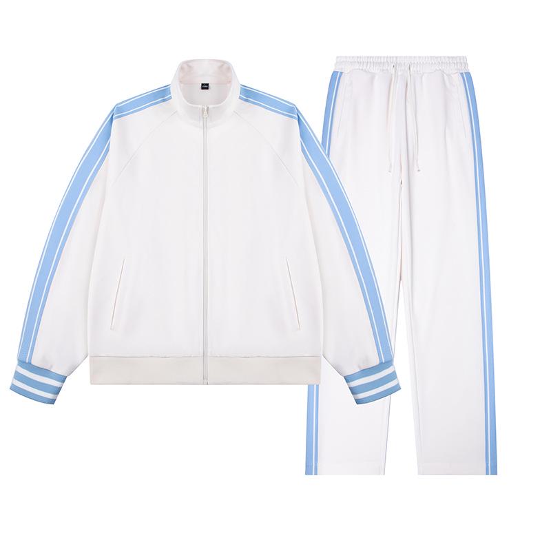 

Мужской и женский полосатый спортивный костюм: Повседневная толстовка-куртка и длинные брюки на весну/осень XL (160-180 lbs)