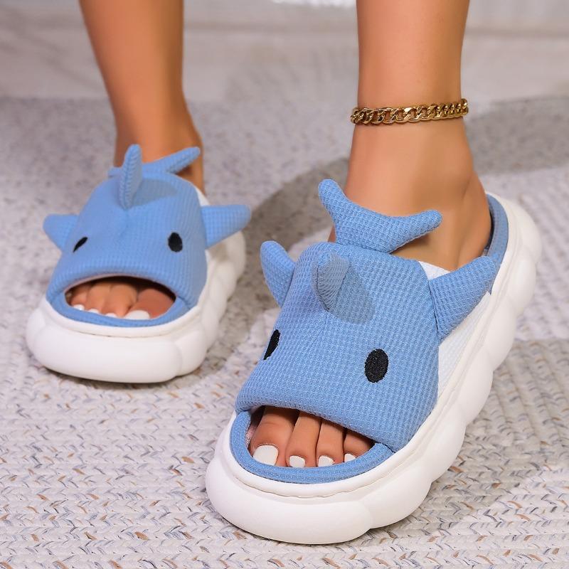 Linen Shoes, Cute Cartoon Cotton and Linen Flip-flops for Indoor Home Use