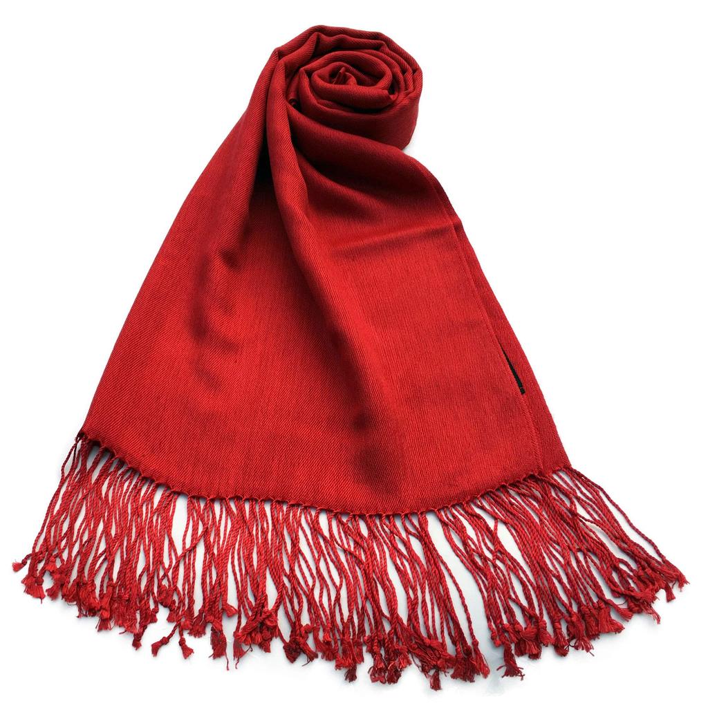 Silk and Wool Plain Stole for Women [NEW COLORS] (Real Red)