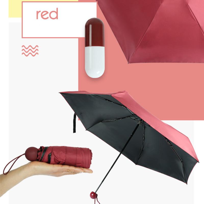 Folding Capsule Small Umbrella Pill Package Portable Travel Sunny Day Rainy