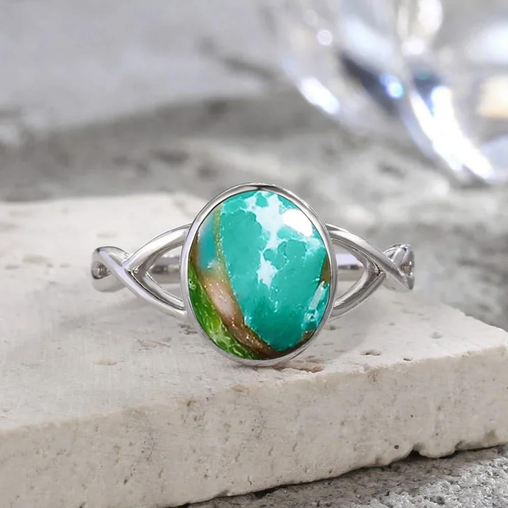 925 Silve Ring with Natural Moonstone Oval 8*10MM Simple Minimalist Twist Ring Party Gifts Fine Jewelry for Women