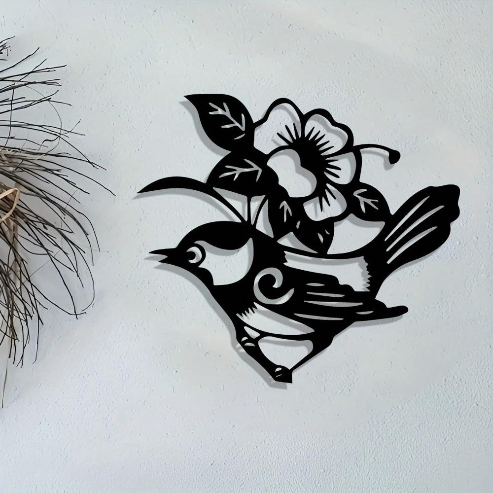 Elegant Bird Flower Metal Wall Art Indoor Outdoor Modern Home Office Decor Farmhouse Style Housewarming Birthday Halloween Christmas New Year Gift