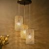 Metal Crystal Pendant Light Fixture, 3 Light Gold Hanging Ceiling Lamp