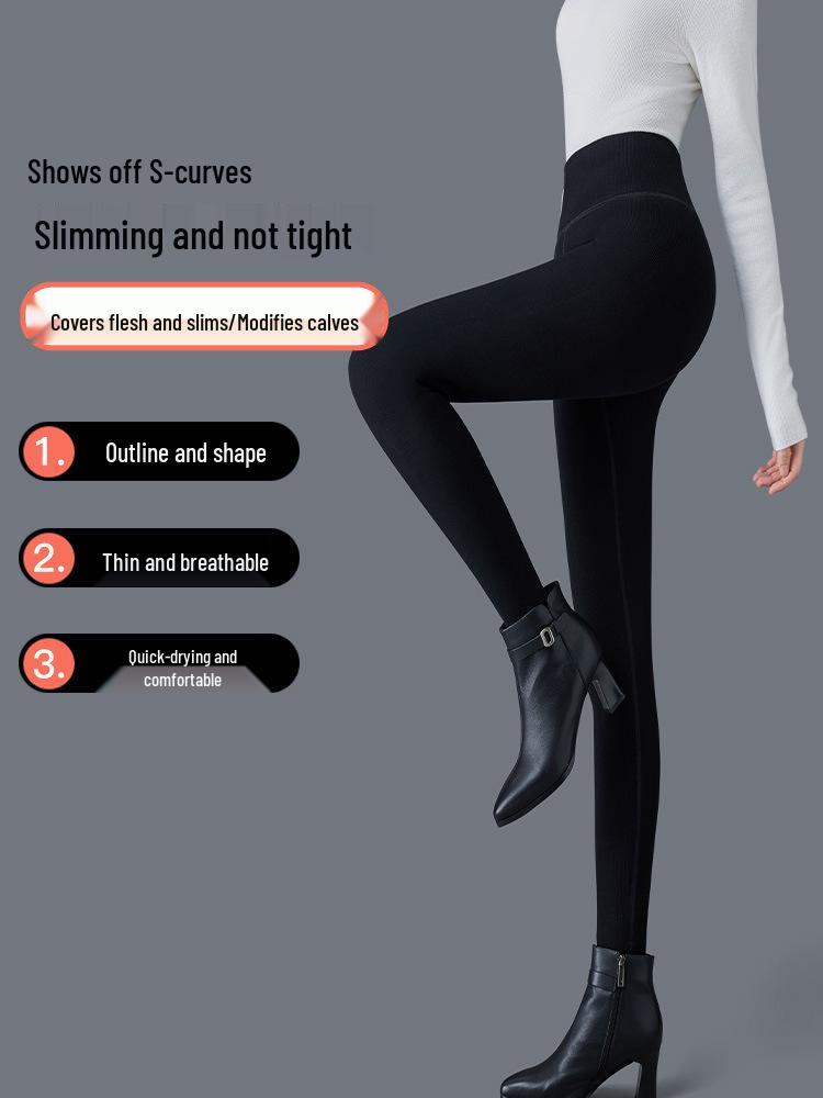 High Waist Extra-Thick Slimming Warm Pants for Mid-Aged & Elderly Mothers - Plus Velvet Cotton for Autumn/Winter