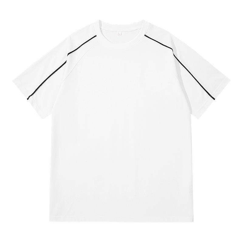 260g Raglan Sleeve Stripe T-shirt - Double Yarn, Comfortable, Sweat-Absorbent, Breathable 2XL белый