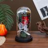 LED Clear Dome Pumpkin Night Light Halloween Light-up Pumpkin In Cloche with Artificial Flower for Home Kitchen Mantel Party Decor