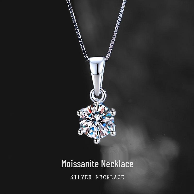 Classic 2-Carat Zircon Six-Claw Clavicle Necklace Pendant